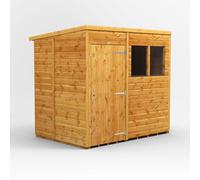 Powersheds Pent Roof Single Door Garden Shed 7ft x 5ft - Golden Brown