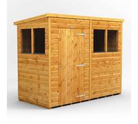 Powersheds Pent Roof Single Door Garden Shed 8ft x 4ft - Golden Brown