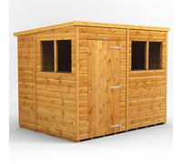 Powersheds Pent Roof Single Door Garden Shed 8ft x 6ft - Golden Brown