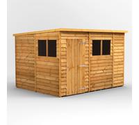 Powersheds Pent Roof Single Door Overlap Garden Shed 10ft x 8ft - Golden Brown
