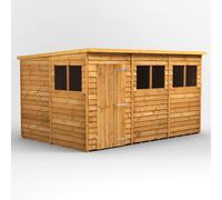 Power 12x8 Overlap Pent Shed, Brown