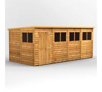 Power 16x8 Overlap Pent Shed, Brown