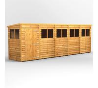 Power Pent Roof Overlap Garden Shed 20'x4' Golden Brown