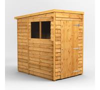 Powersheds Pent Roof Single Door Overlap Garden Shed 4ft x 6ft - Golden Brown
