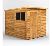 Powersheds Pent Roof Single Door Overlap Garden Shed 6ft x 8ft - Golden Brown