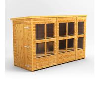 Powersheds Pent Roof Single Door Potting Shed 10ft x 4ft - Golden Brown