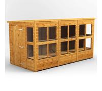 Powersheds Pent Roof Single Door Potting Shed 12ft x 6ft - Golden Brown