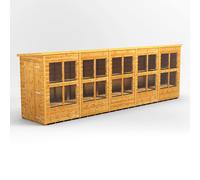 Powersheds Pent Roof Single Door Potting Shed 20ft x 4ft - Golden Brown