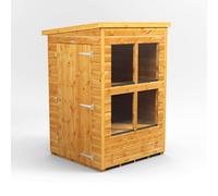 Powersheds Pent Roof Single Door Potting Shed 4ft x 4ft - Golden Brown