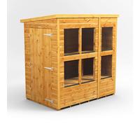 Powersheds Pent Roof Single Door Potting Shed 6ft x 4ft - Golden Brown