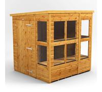 Powersheds Pent Roof Single Door Potting Shed 6ft x 6ft - Golden Brown