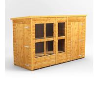 10X4 Power Pent Potting Shed Combi Including 4Ft Side Store, Brown