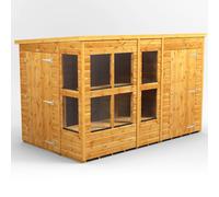Powersheds Pent Roof Single Door Potting Shed Combi 10ft x 6ft, Golden Brown Timber