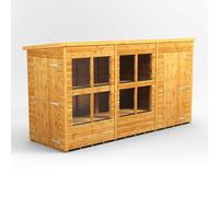 Power Pent Roof Potting Shed Combi 12'x4' with 4' Side Store - Golden Brown