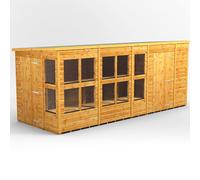 16X6 Power Pent Potting Shed Combi Including 6Ft Side Store, Brown