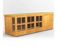 18X6 Power Pent Potting Shed Combi Including 6Ft Side Store, Brown