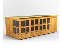Power Pent Roof Potting Shed Combi 18'x8' with 4' Side Store - Golden Brown