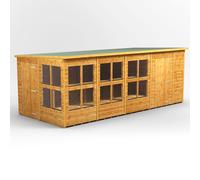 18X8 Power Pent Potting Shed Combi Including 6Ft Side Store, Brown