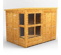 8X6 Power Pent Potting Shed Combi Including 4Ft Side Store, Brown