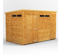 Powersheds Pent Roof Single Door Security Shed 10ft x 6ft - Golden Brown