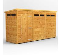 Powersheds Pent Roof Single Door Security Shed 12ft x 4ft - Golden Brown