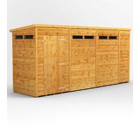 Powersheds Pent Roof Single Door Security Shed, 14ft x 4ft, Golden Brown Timber