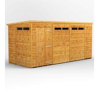 Powersheds Pent Roof Single Door Security Shed 14ft x 6ft - Golden Brown