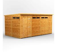 Powersheds Pent Roof Single Door Security Shed 14ft x 8ft - Golden Brown