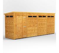 Powersheds Pent Roof Single Door Security Shed 16ft x 4ft - Golden Brown