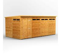 Powersheds Pent Roof Single Door Security Shed 16ft x 8ft - Golden Brown