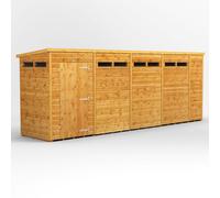 Powersheds Pent Roof Single Door Security Shed 18ft x 4ft - Golden Brown