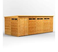 Powersheds Pent Roof Single Door Security Shed, 18ft x 8ft, Golden Brown Timber