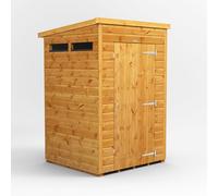 Powersheds Pent Roof Single Door Security Shed 4ft x 4ft, Golden Brown Timber