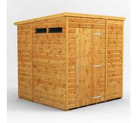 Powersheds Pent Roof Single Door Security Shed 6ft x 6ft - Golden Brown