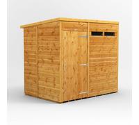 Powersheds Pent Roof Single Door Security Shed 7ft x 5ft - Golden Brown
