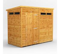 Powersheds Pent Roof Single Door Security Shed 8ft x 4ft - Golden Brown