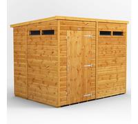 Powersheds Pent Roof Single Door Security Shed 8ft x 6ft - Golden Brown
