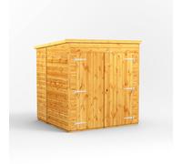 Powersheds Pent Roof Single Door Storage Shed, 6ft x 6ft, 1926mm x 1908mm, Golden Brown Timber