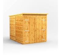 Powersheds Pent Roof Single Door Storage Shed 6ft x 8ft, 1926mm x 2208mm x 1902mm x 2114mm, Golden Brown Timber