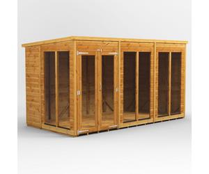 Powersheds Pent Roof Summerhouse 12' x 6', Golden Brown Timber Shiplap Tongue & Groove