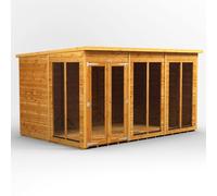 Powersheds Pent Roof Summerhouse 12' x 8', Golden Brown Timber Shiplap Tongue & Groove