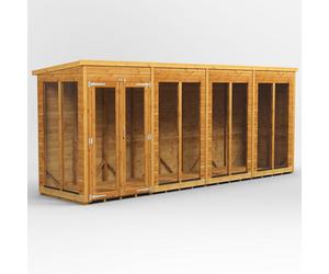 Powersheds Pent Roof Summerhouse 16' x 4', Golden Brown Timber