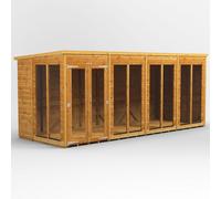Powersheds Pent Roof Summerhouse 16' x 6', Golden Brown Timber
