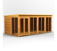 Power Pent Roof Summerhouse 16'x8' Golden Brown