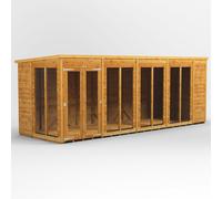 Powersheds Pent Roof Summerhouse 18' x 6', Golden Brown Timber Shiplap Tongue & Groove