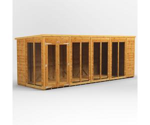 Powersheds Pent Roof Summerhouse 18' x 6', Golden Brown Timber Shiplap Tongue & Groove