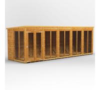 Powersheds Pent Roof Summerhouse 20' x 6', Golden Brown Timber Shiplap Tongue & Groove