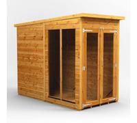 Powersheds Pent Roof Summerhouse 4' x 8', Golden Brown Timber Shiplap Tongue & Groove