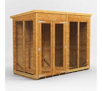 Powersheds Pent Roof Summerhouse 8' x 4', Golden Brown Timber Shiplap Tongue & Groove
