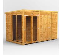Powersheds Pent Roof Summerhouse Combi 10ft x 6ft with 6ft Side Store - Golden Brown